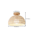 Hallway Oriental Woven Rattan Semi-Flush Mount Light #size