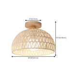 Hallway Oriental Woven Rattan Semi-Flush Mount Light Image - 15