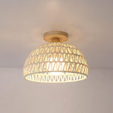 Hallway Oriental Woven Rattan Semi-Flush Mount Light Image - 6