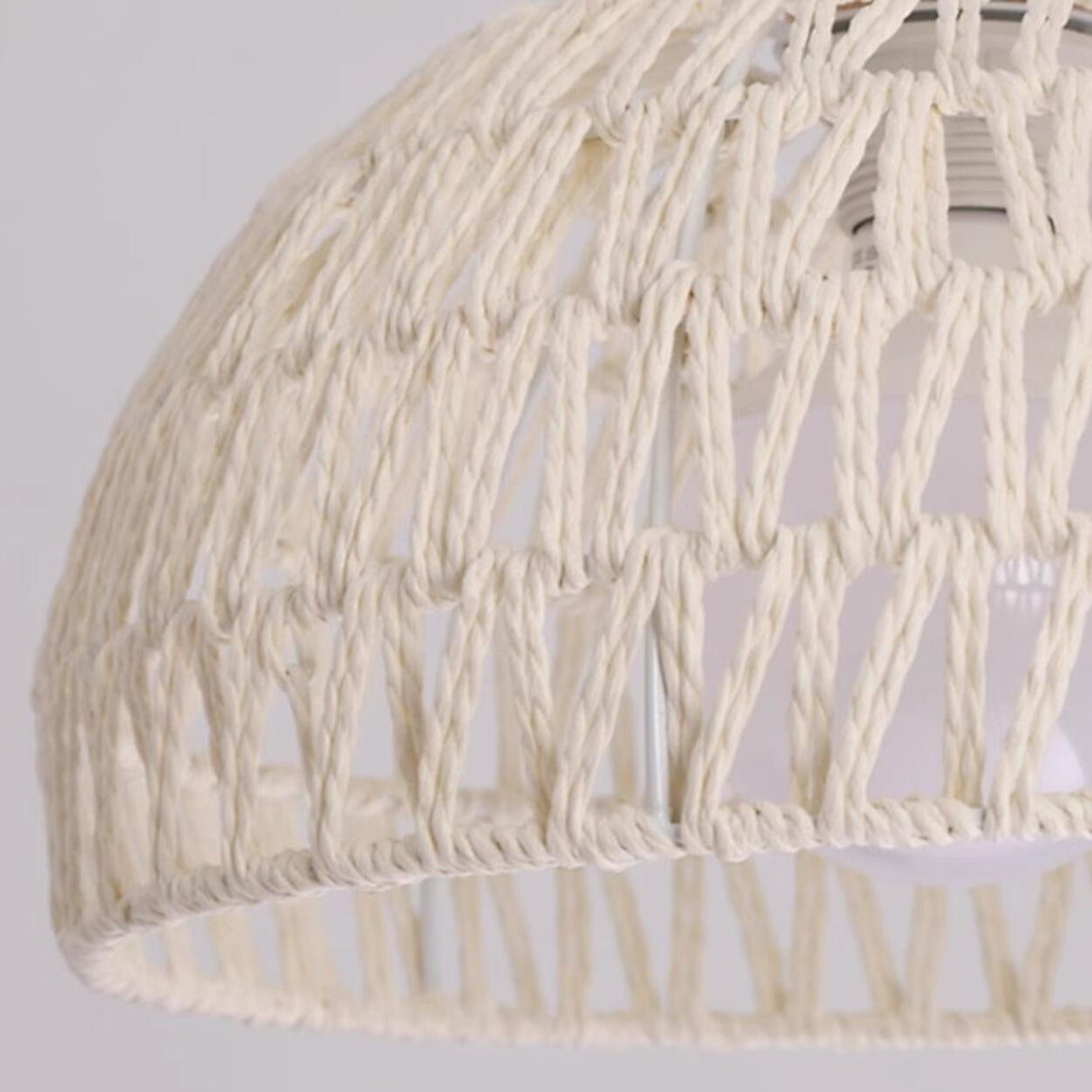 Hallway Oriental Woven Rattan Semi-Flush Mount Light Image - 8