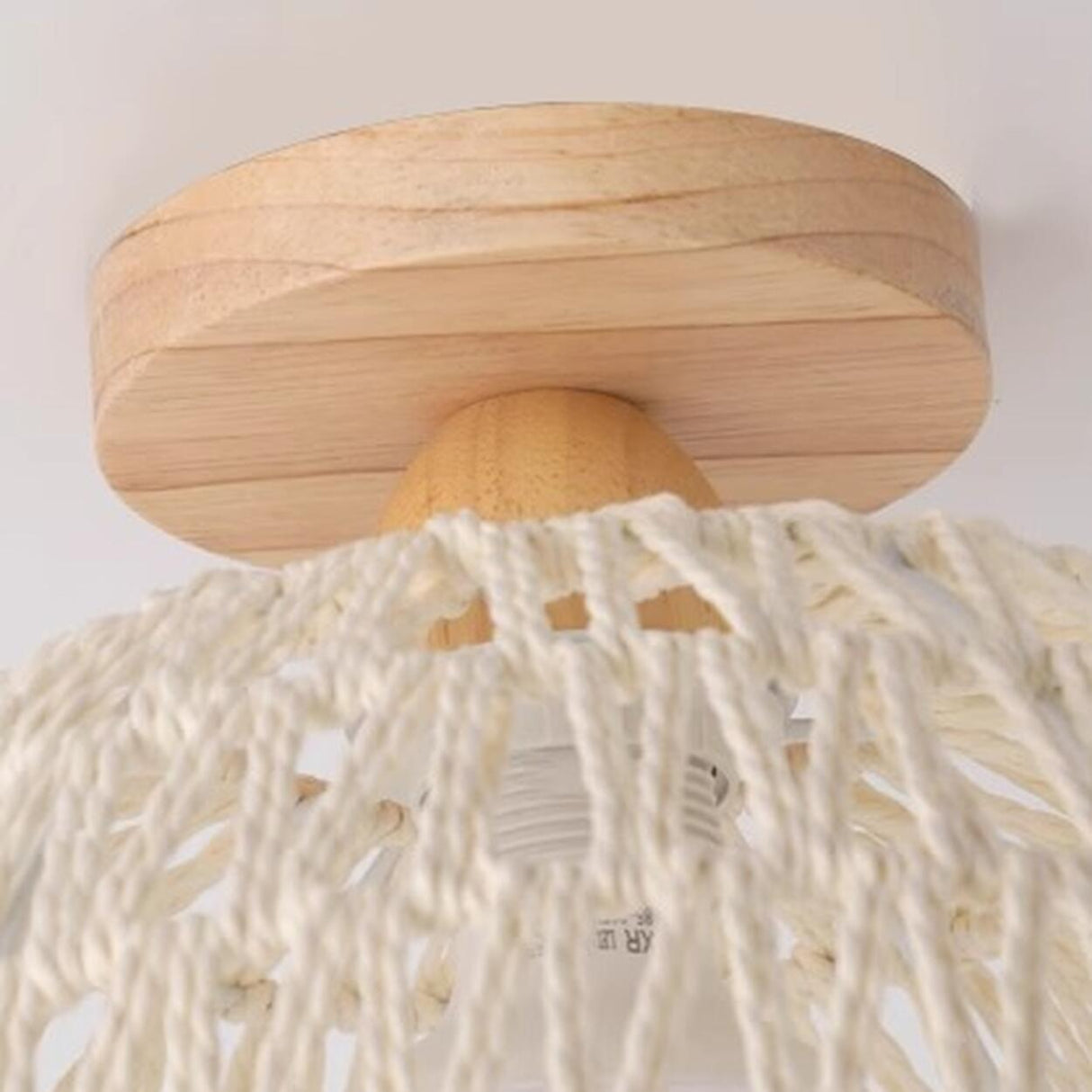 Hallway Oriental Woven Rattan Semi-Flush Mount Light Image - 9