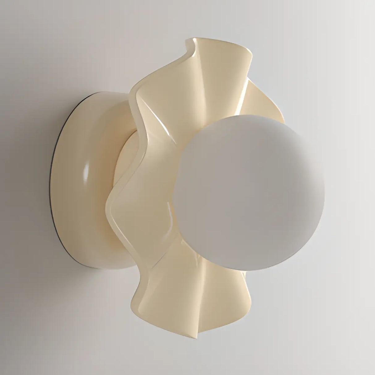 Hallway Resin Cream Flower Ball Semi-Flush Ceiling Lamp Image - 6