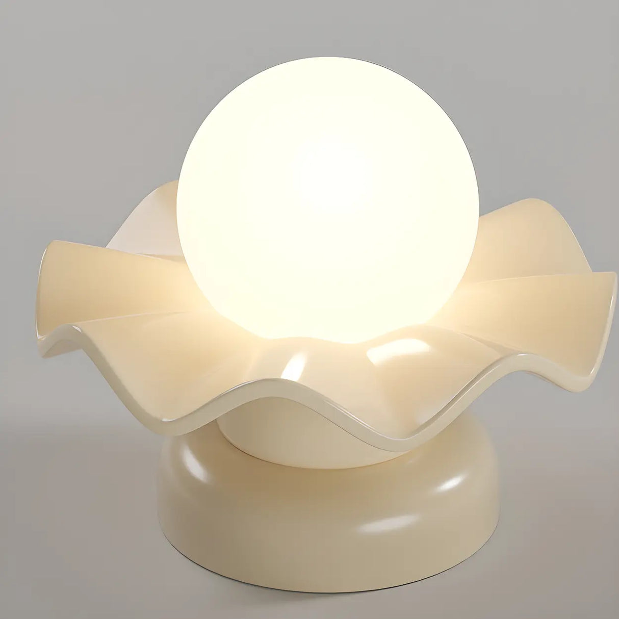 Hallway Resin Cream Flower Ball Semi-Flush Ceiling Lamp Image - 7
