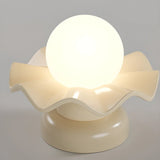 Hallway Resin Cream Flower Ball Semi-Flush Ceiling Lamp Image - 7