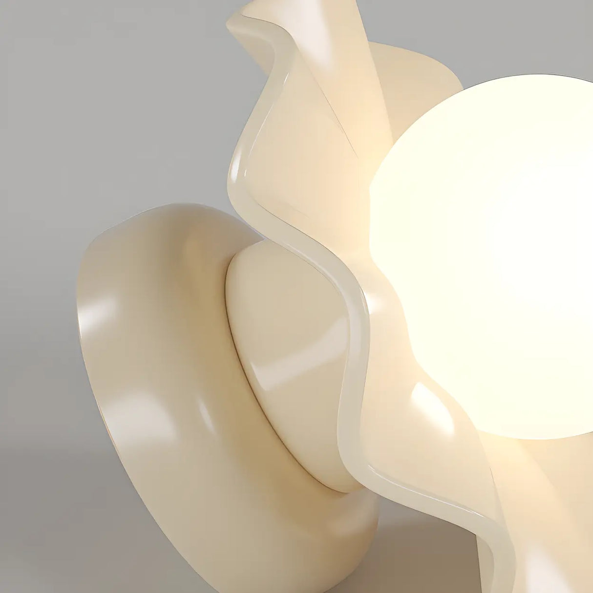 Hallway Resin Cream Flower Ball Semi-Flush Ceiling Lamp Image - 8