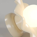 Hallway Resin Cream Flower Ball Semi-Flush Ceiling Lamp Image - 8