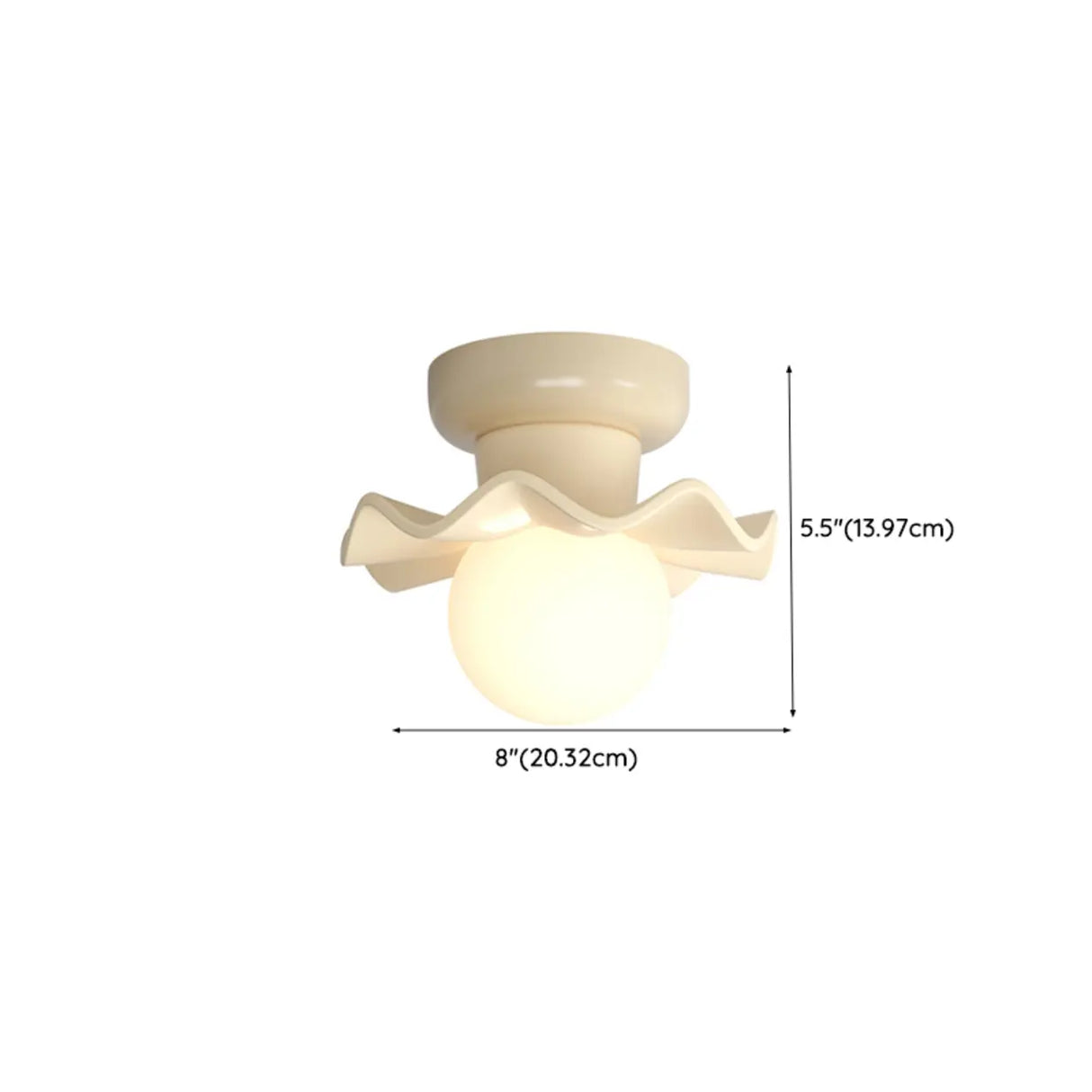 Hallway Resin Cream Flower Ball Semi-Flush Ceiling Lamp 