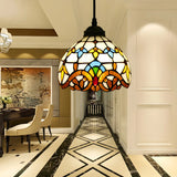 Hallway Tiffany Stained Glass Bowl-Shaped Pendant Light Image - 4