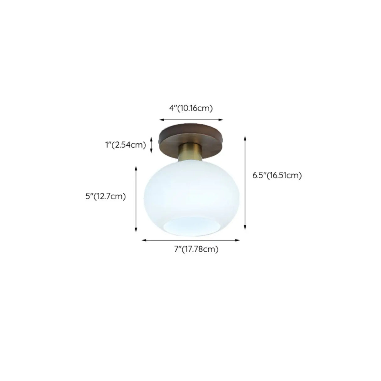 Hallway Walnut Drum Semi-Flush Mount Ceiling Light 