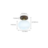 Hallway Walnut Drum Semi-Flush Mount Ceiling Light #size