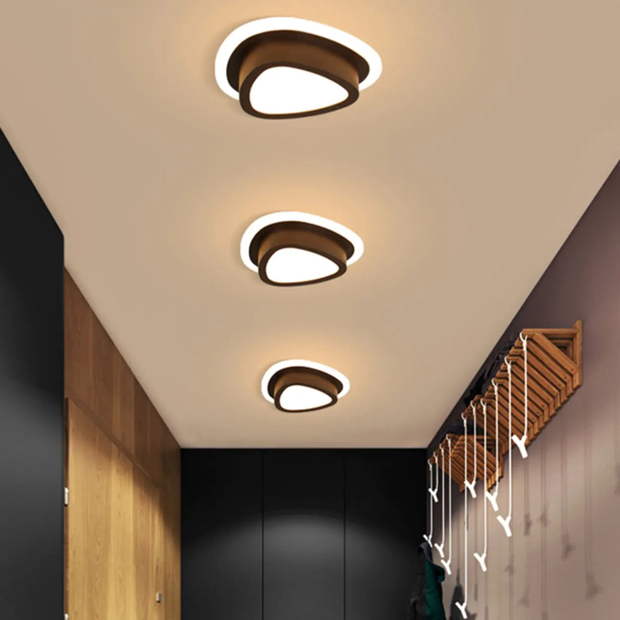 Hallway White Triangle Dimmable LED Flush Mount Light Image - 4