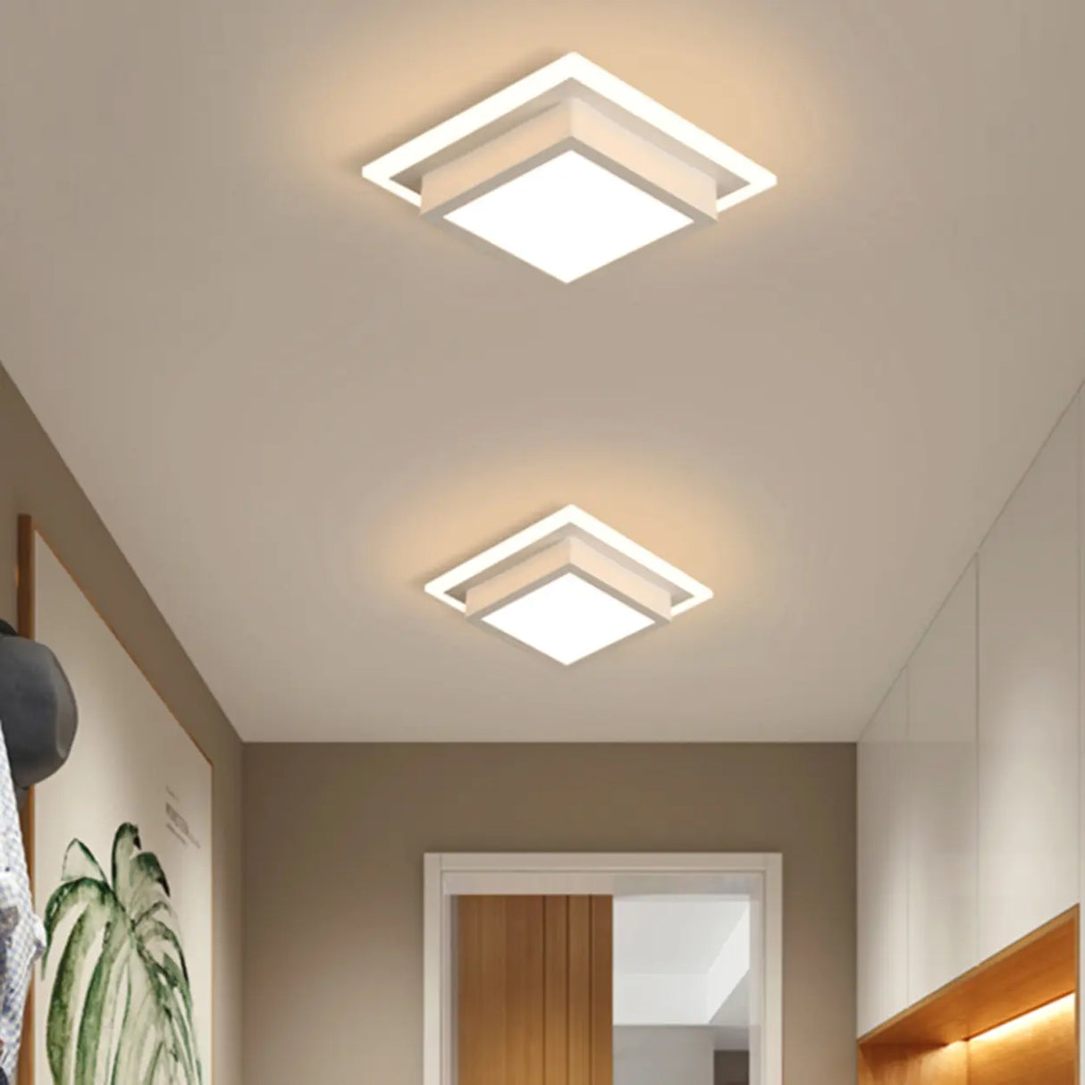 Hallway White Triangle Dimmable LED Flush Mount Light Image - 5