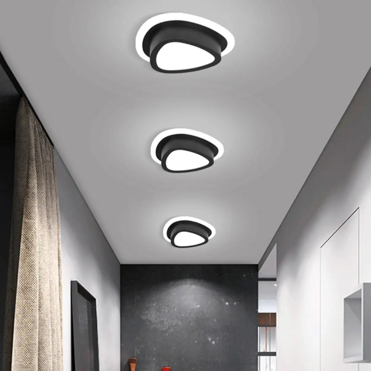 Hallway White Triangle Dimmable LED Flush Mount Light Image - 8