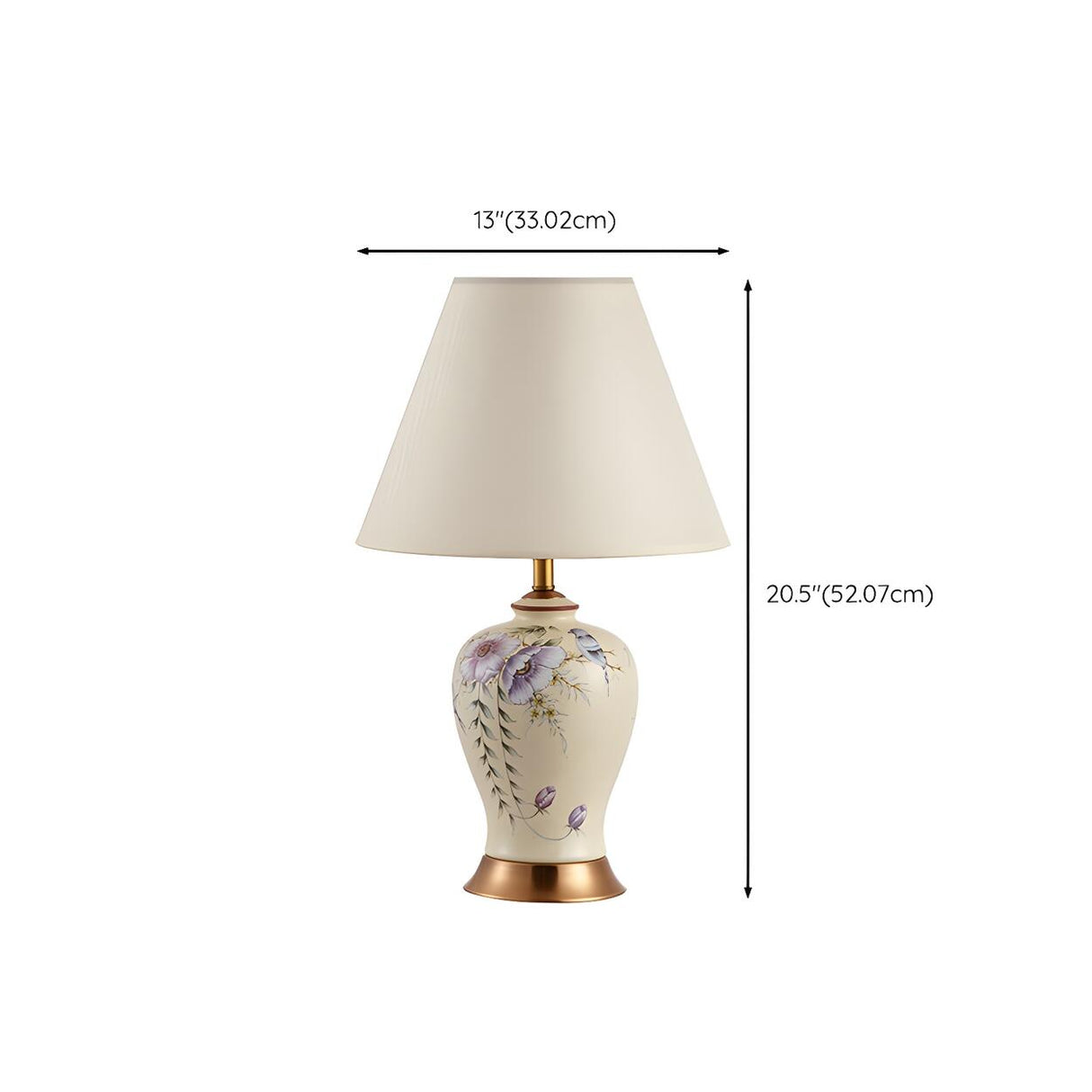 Hand-Painted Ceramic Base White Lampshade Table Lamp 