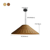 Handwoven Oriental Rattan Cone Pendant Lights #size