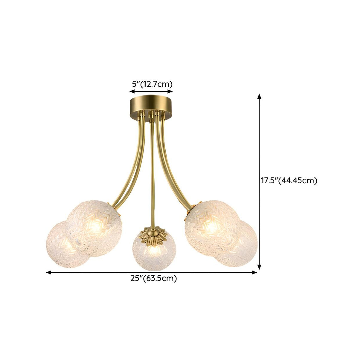 Hanging Glass Globe Semi-Flush Mount Light 8-Light 