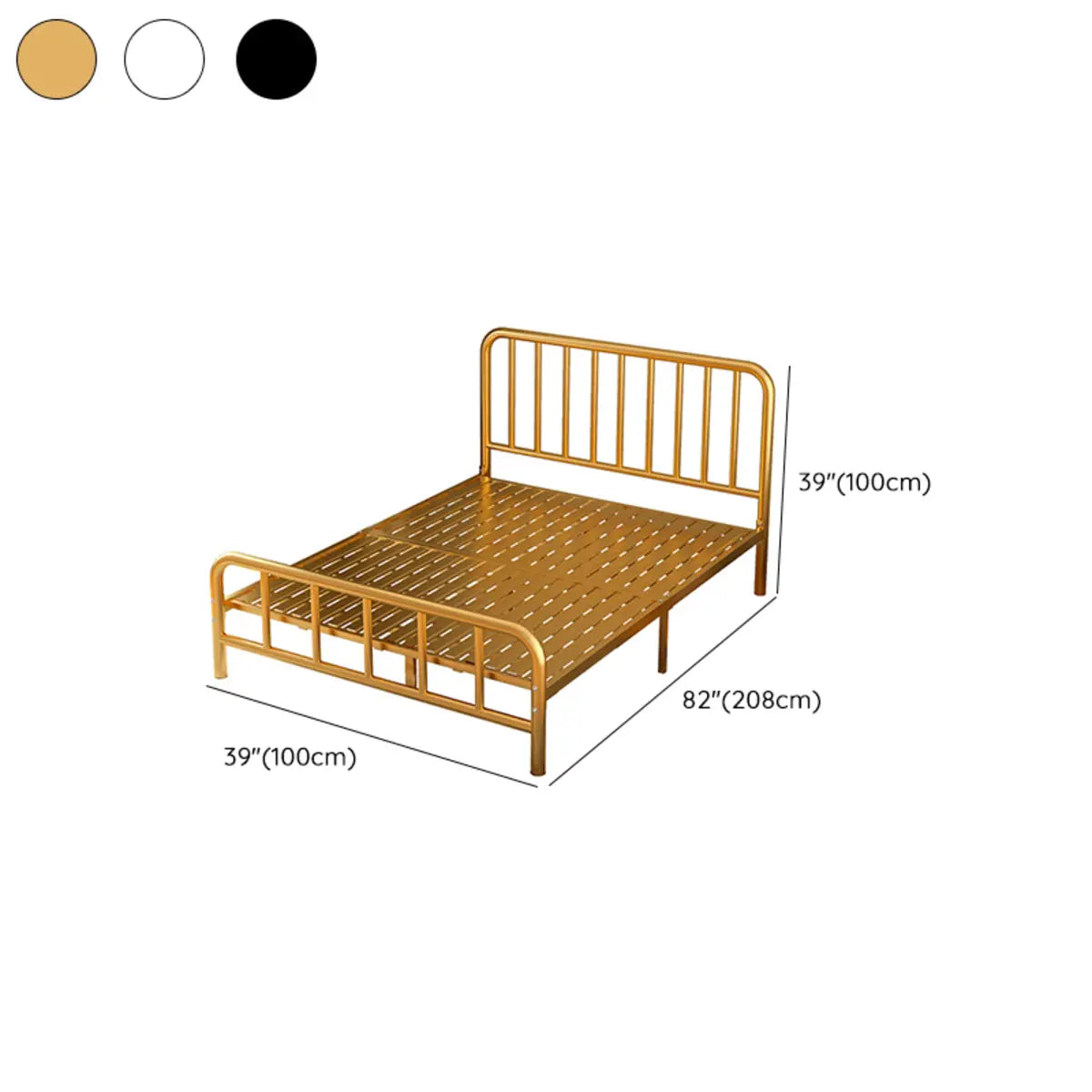 Headboard and Footboard Metal Gold Full Open-Frame Bed Image - 12