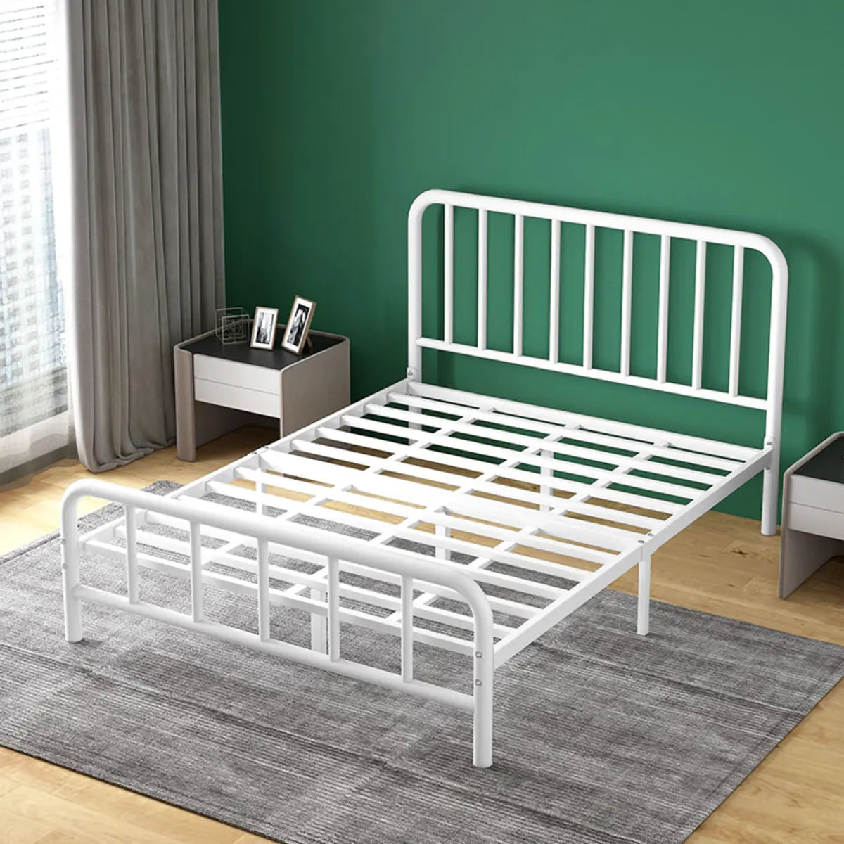 Headboard and Footboard Metal Gold Full Open-Frame Bed Image - 3