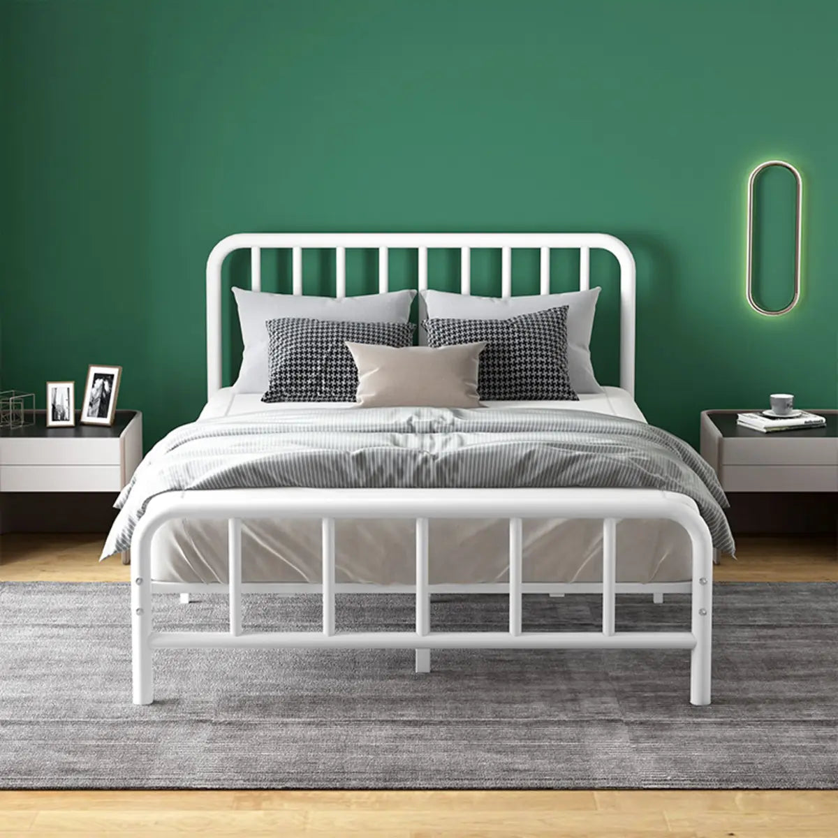 Headboard and Footboard Metal Gold Full Open-Frame Bed Image - 4