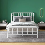 Headboard and Footboard Metal Gold Full Open-Frame Bed Image - 4