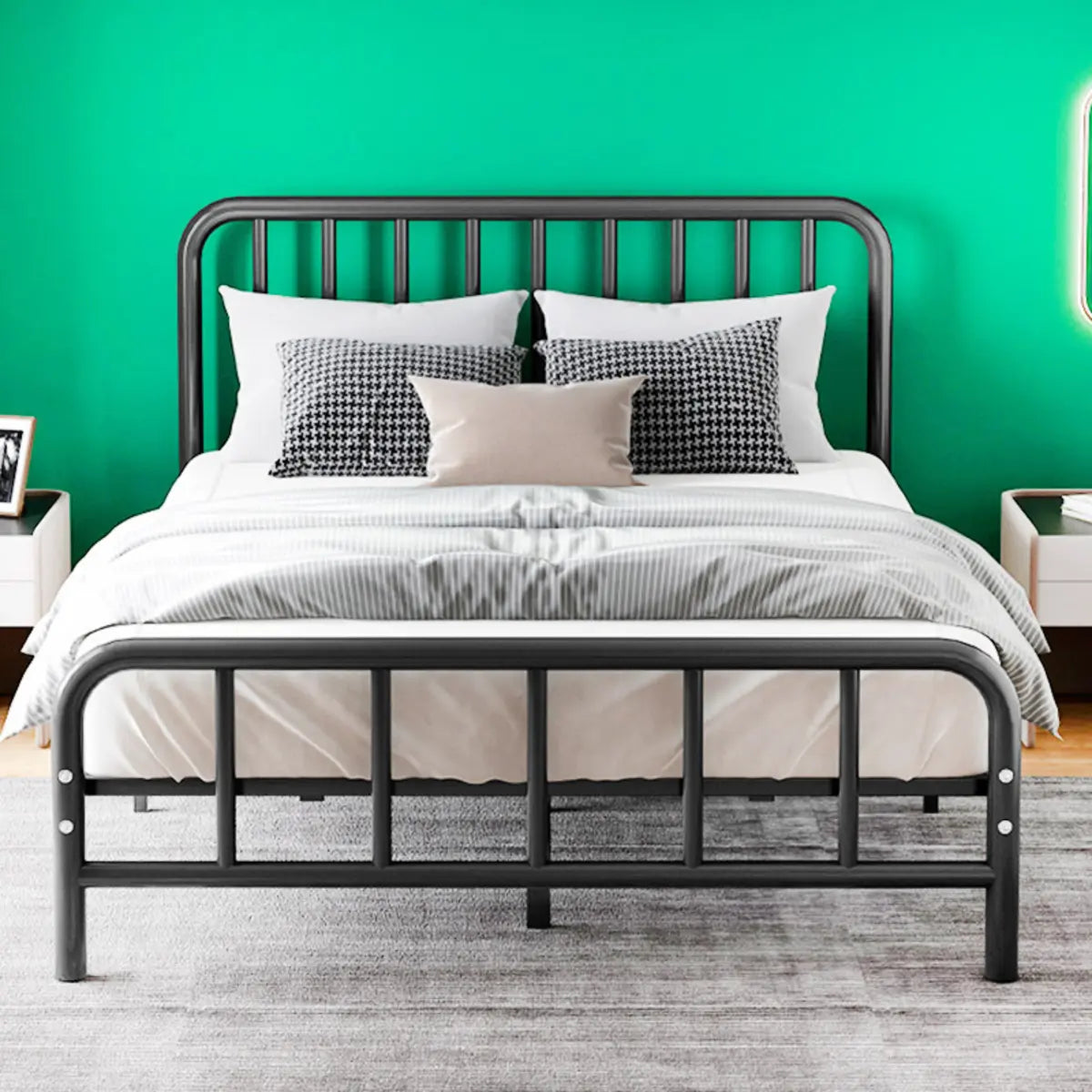 Headboard and Footboard Metal Gold Full Open-Frame Bed Image - 6