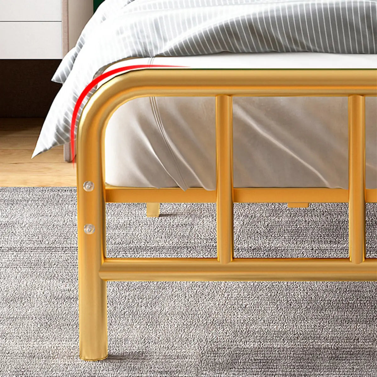 Headboard and Footboard Metal Gold Full Open-Frame Bed Image - 7