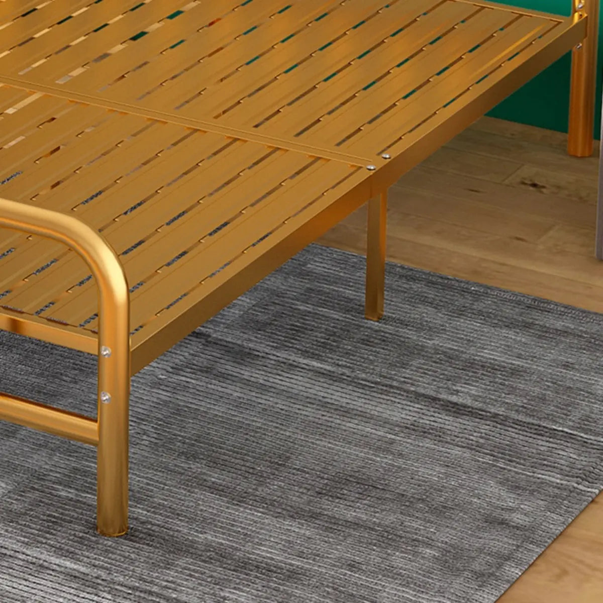 Headboard and Footboard Metal Gold Full Open-Frame Bed Image - 8