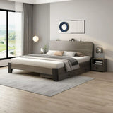 Headboard Gray Queen Wood Storage Bed with Drawers Image - 1