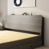 Headboard Gray Queen Wood Storage Bed with Drawers Image - 10