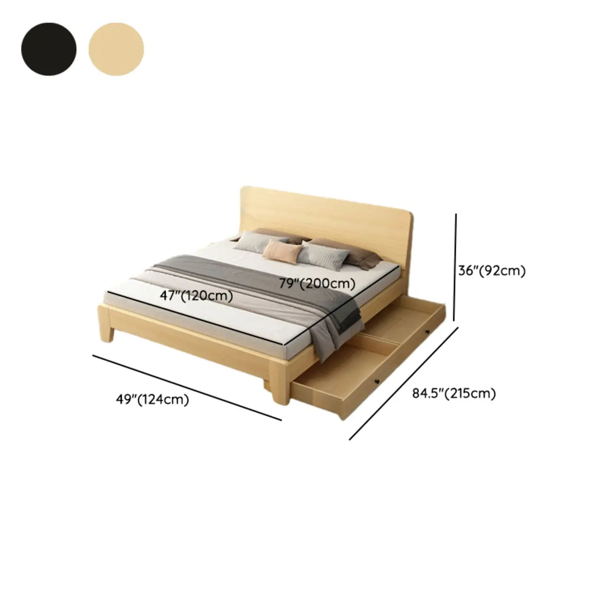 Headboard Gray Queen Wood Storage Bed with Drawers 
