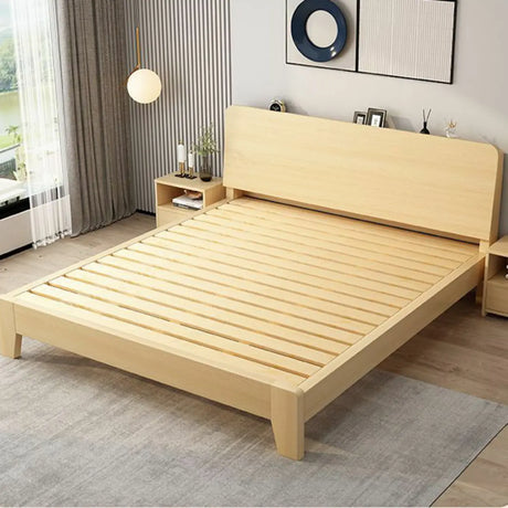 Headboard Gray Queen Wood Storage Bed with Drawers Image - 2