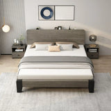 Headboard Gray Queen Wood Storage Bed with Drawers Image - 4