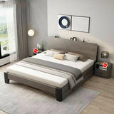 Headboard Gray Queen Wood Storage Bed with Drawers Image - 5