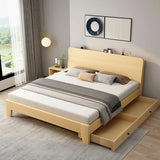 Headboard Gray Queen Wood Storage Bed with Drawers Image - 7