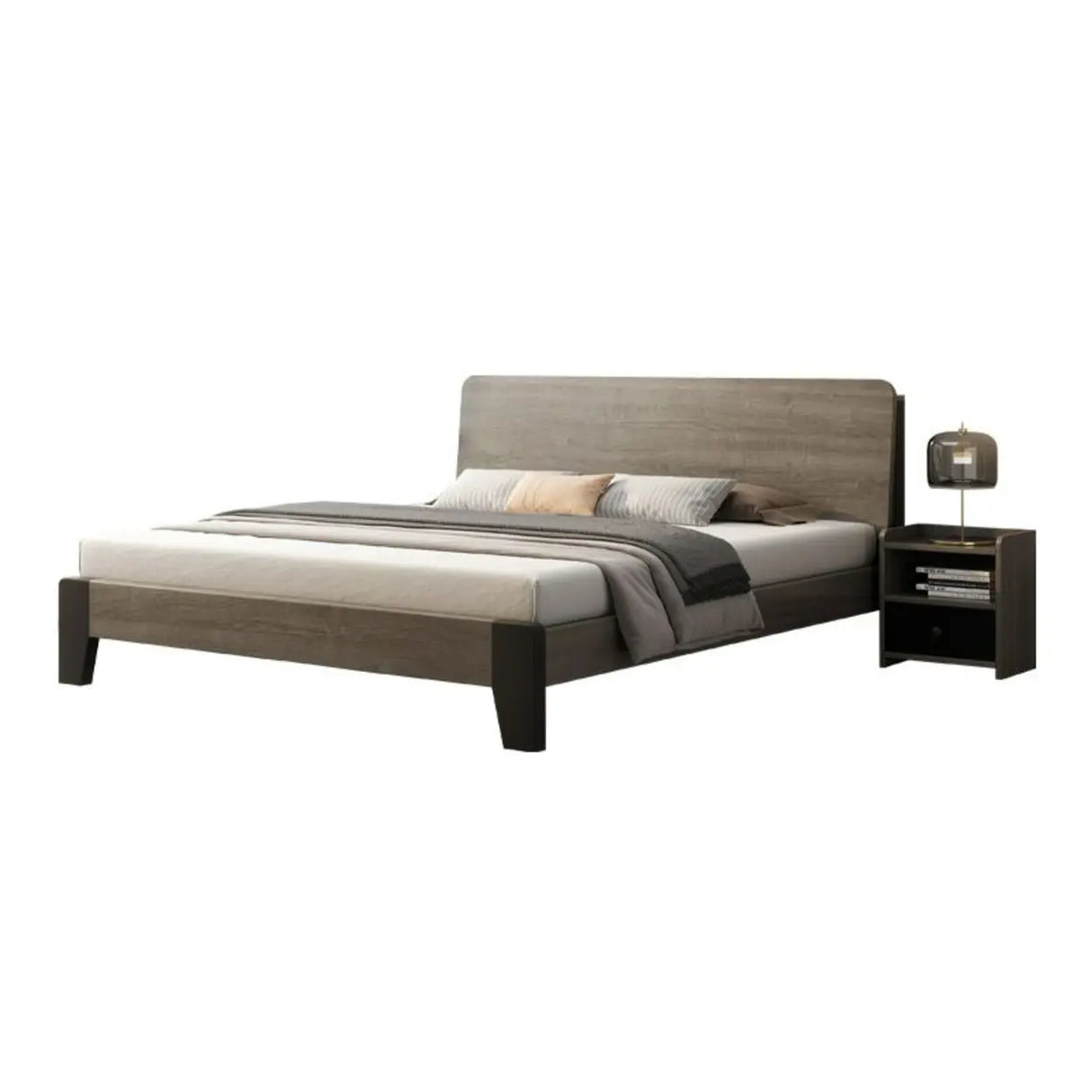 Headboard Gray Queen Wood Storage Bed with Drawers Image - 9