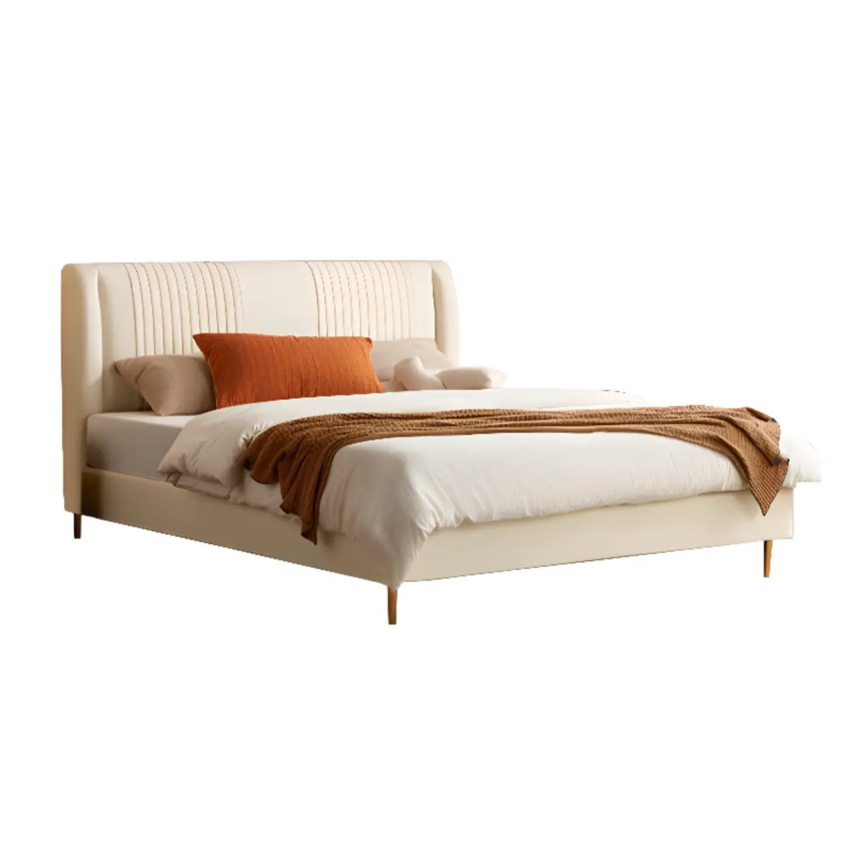 Headboard Leather White Queen Storage Bed with Mattress Image - 10