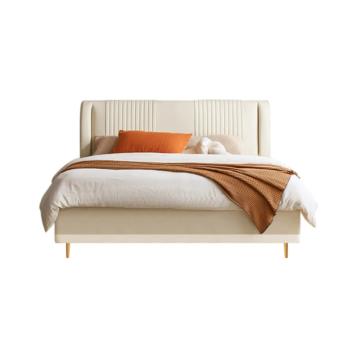 Headboard Leather White Queen Storage Bed with Mattress Image - 6
