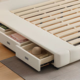 Headboard Leather White Queen Storage Bed with Mattress Image - 7