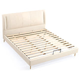 Headboard Leather White Queen Storage Bed with Mattress Image - 8