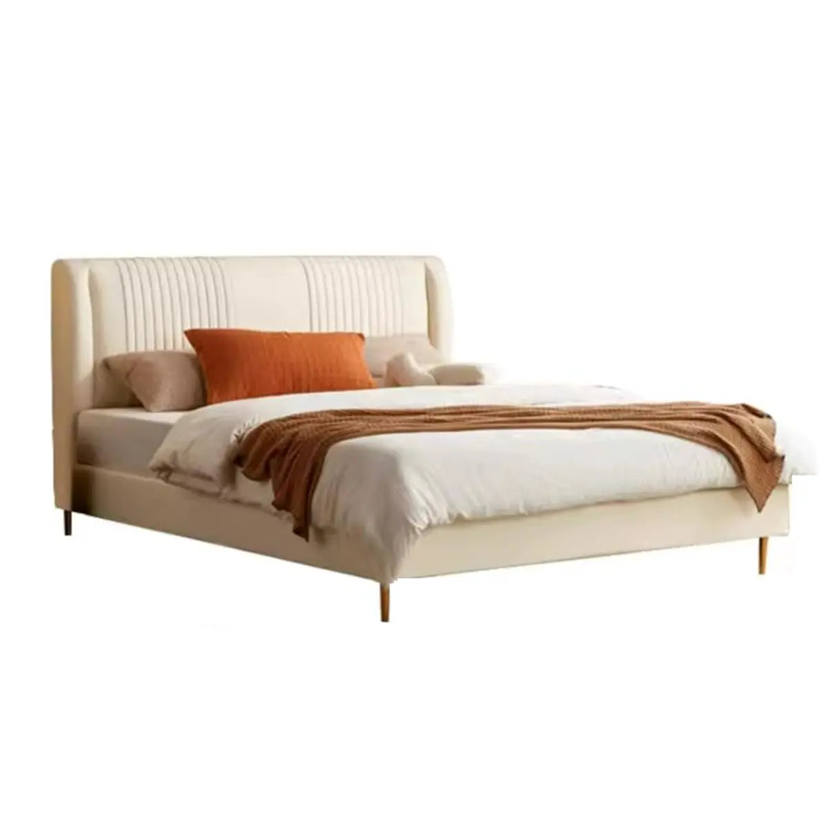 Headboard Leather White Queen Storage Bed with Mattress Image - 9