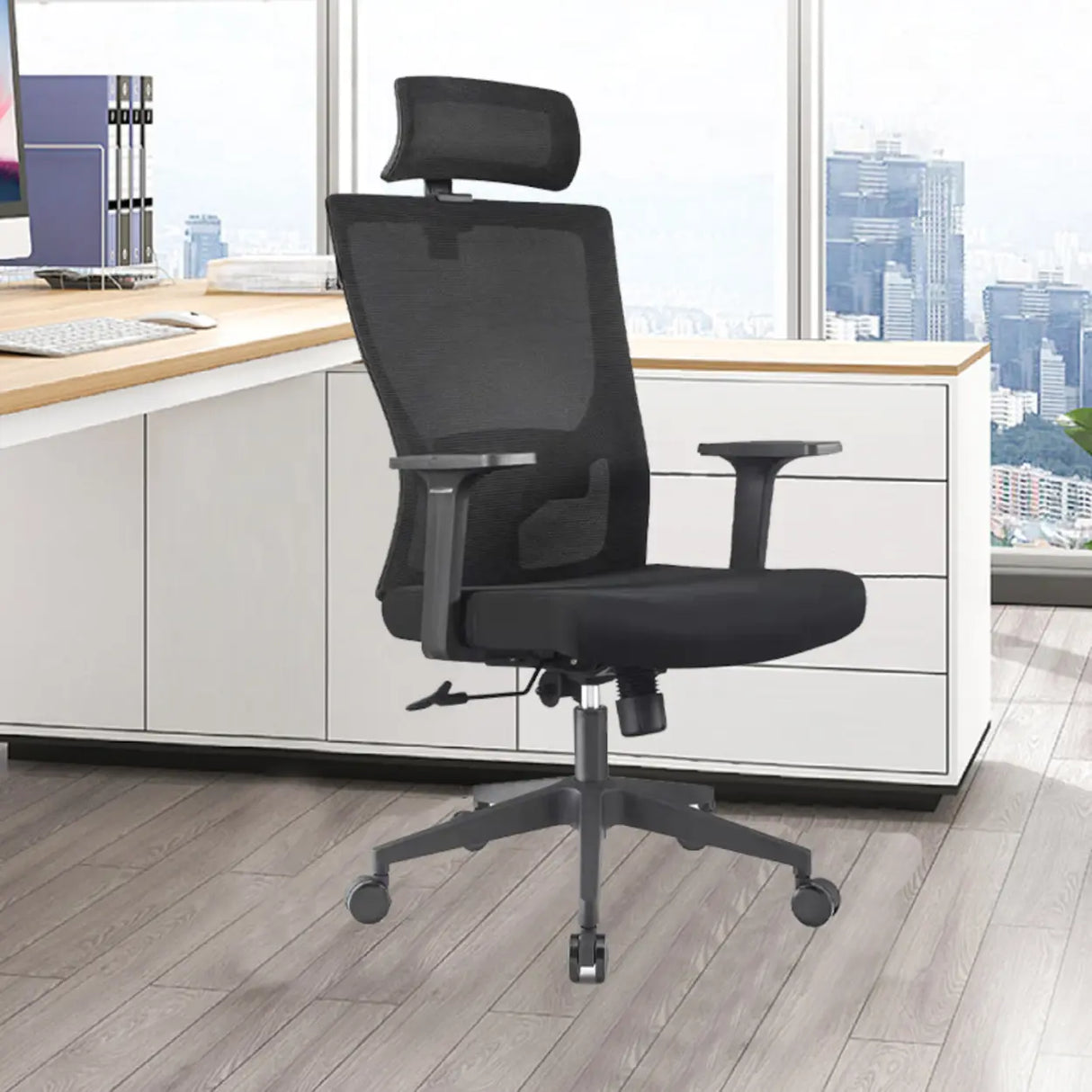 High-Back Black Adjustable Comfort Ergonomic Office Chair Image - 1
