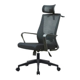 High-Back Black Adjustable Mesh Office Chair with Headrest Image - 10