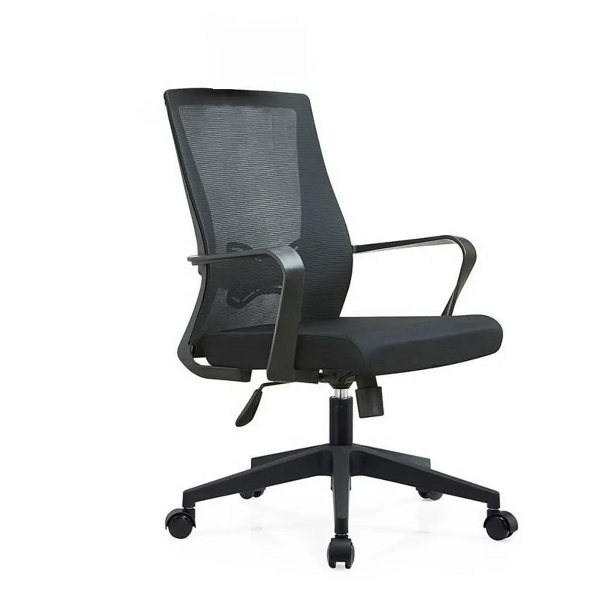 High-Back Black Adjustable Mesh Office Chair with Headrest Image - 11