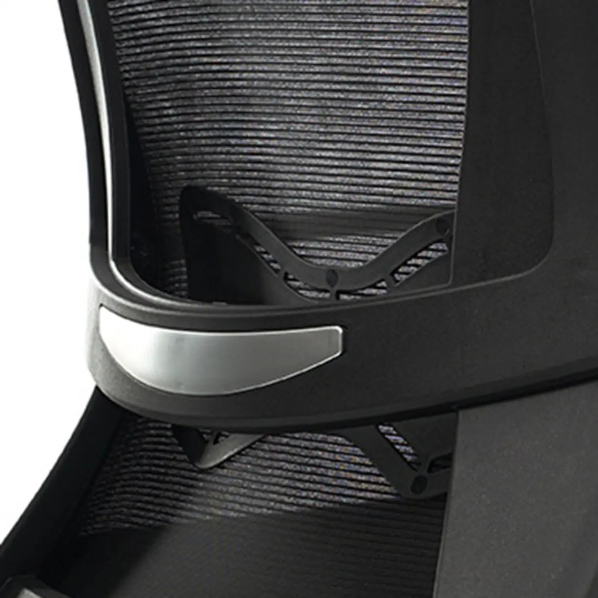 High-Back Black Adjustable Mesh Office Chair with Headrest Image - 14