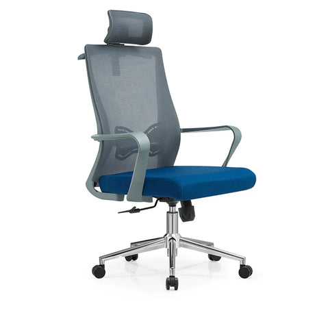High-Back Black Adjustable Mesh Office Chair with Headrest Image - 2
