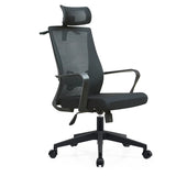 High-Back Black Adjustable Mesh Office Chair with Headrest Image - 3