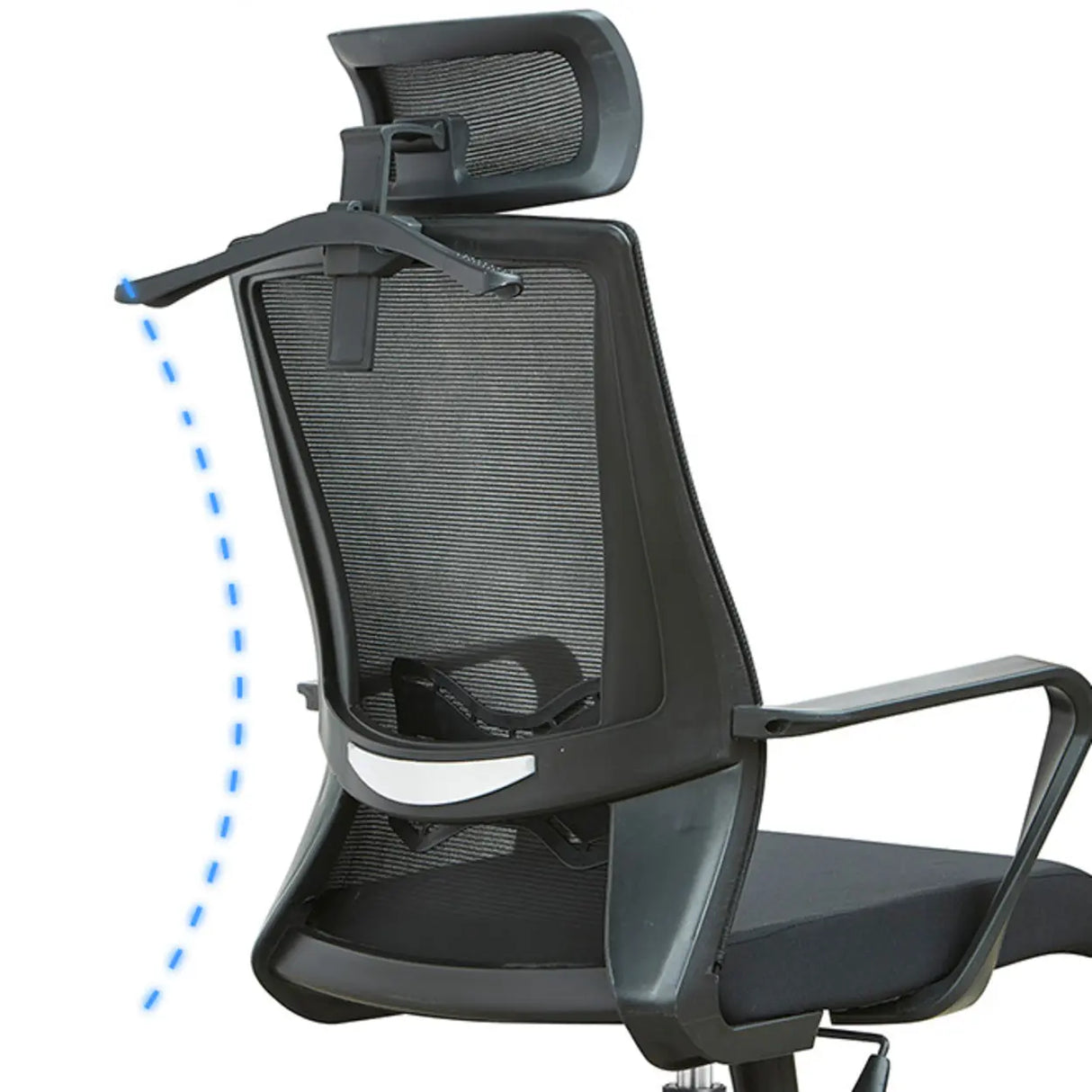 High-Back Black Adjustable Mesh Office Chair with Headrest Image - 8