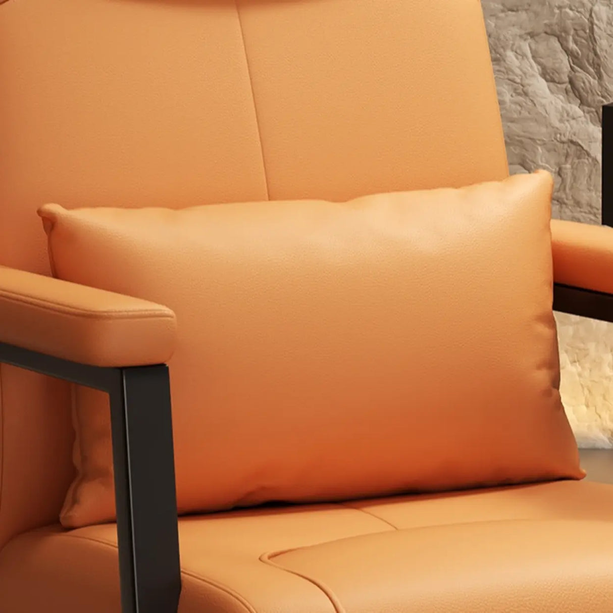 High-back Ergonomic Leather Grey Office Chair with Pillow Image - 16