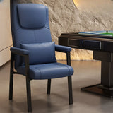 High-back Ergonomic Leather Grey Office Chair with Pillow Image - 17