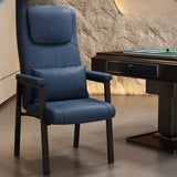 High-back Ergonomic Leather Grey Office Chair with Pillow Image - 19